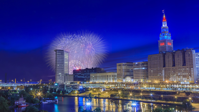 Cleveland, USA - July 4 2017: Annual 4th of July Fireworks