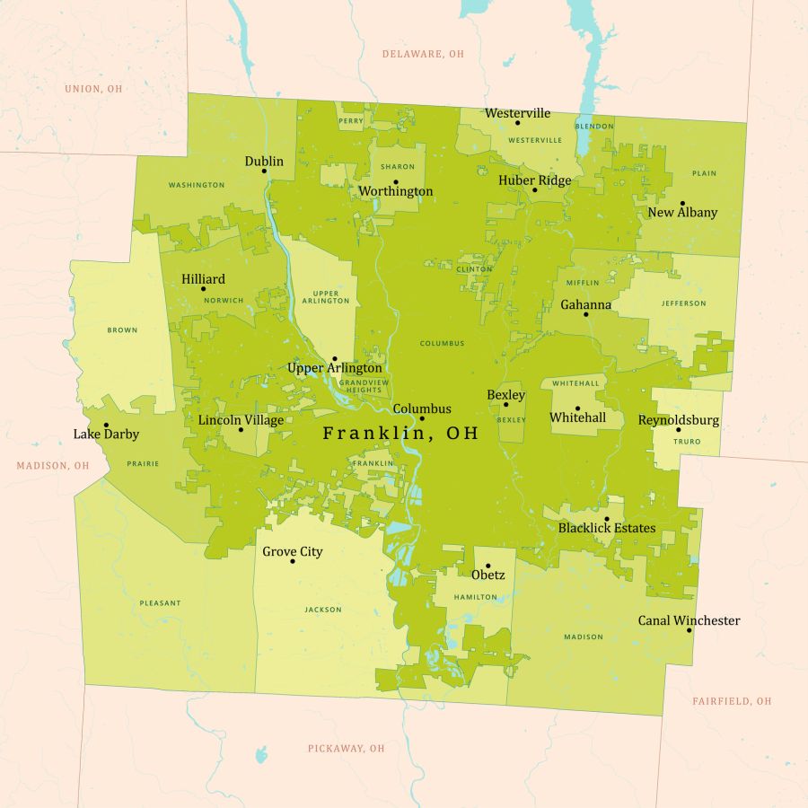 OH Franklin County Vector Map Green