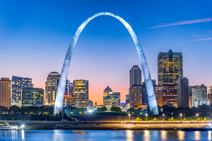 St. Louis, Missouri skyline at dusk