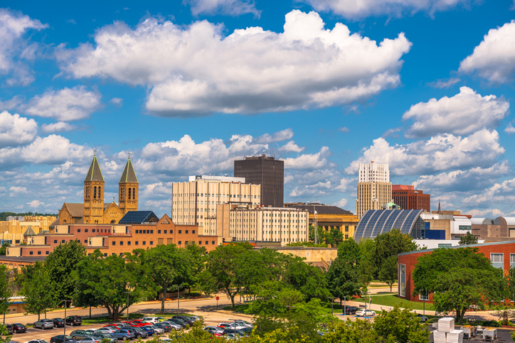 Akron, Ohio, USA Downtown City Skyline
