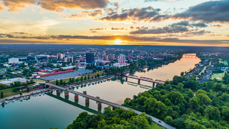 Augusta Georgia Downtown Drone Skyline Aerial