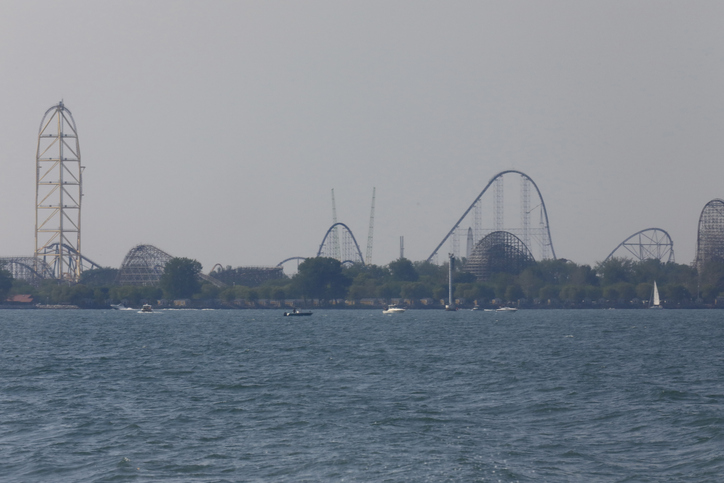 Roller coasters at the amusement park
